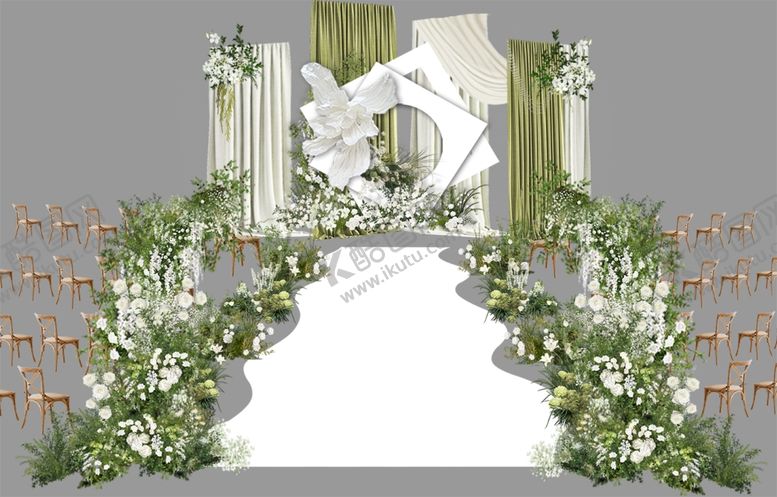 编号：67623811022013207830【酷图网】源文件下载-清新绿植婚礼仪式区布置