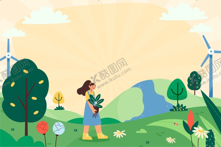 编号：06873509140233073056【酷图网】源文件下载-卡通风景春天插画