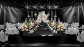 浪漫黑白色系婚礼现场布置