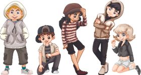 卡通儿童小朋友小学生矢量绘画