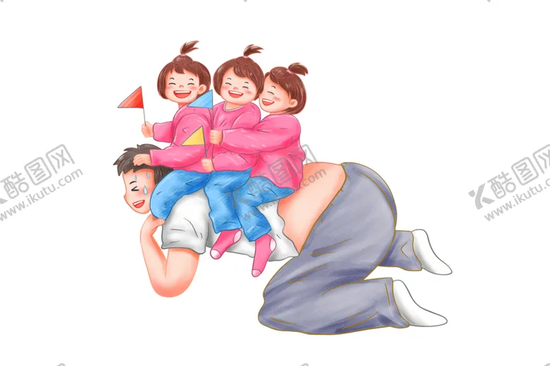 编号：80024009132125269295【酷图网】源文件下载-父亲节卡通亲子插画png素材