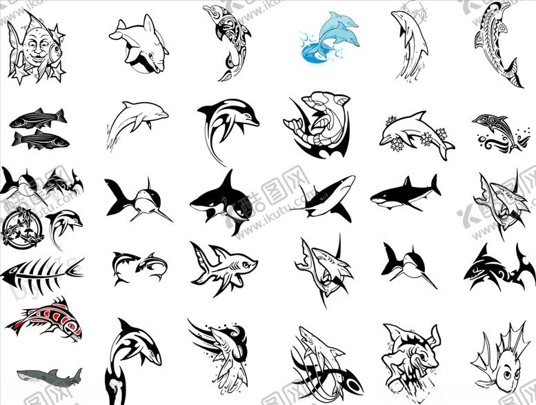 编号：67539309172304448396【酷图网】源文件下载-矢量线稿海洋生物