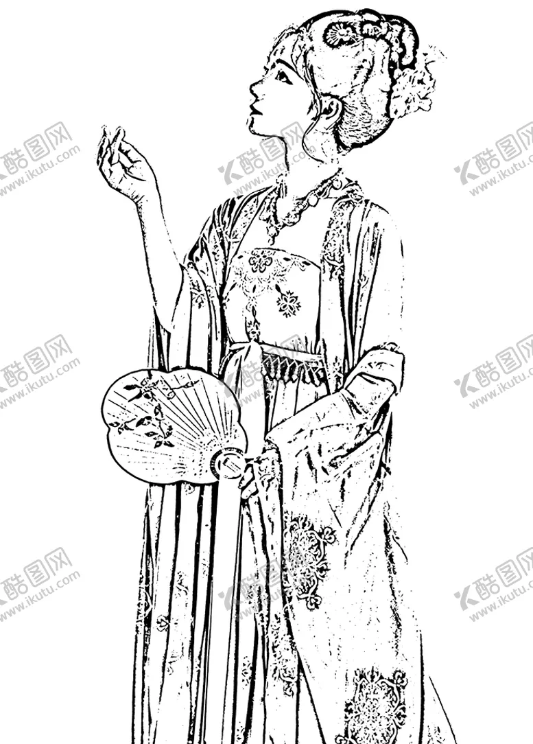 编号：55484111061815336723【酷图网】源文件下载-古典美女白描