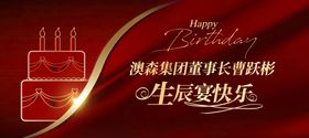 红色生日蛋糕庆祝海报
