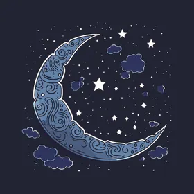 可爱月亮卡通绘画儿童插画免抠素材闪闪发光星星