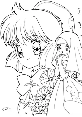 黑白手绘卡通人物女孩素材少年画美术
