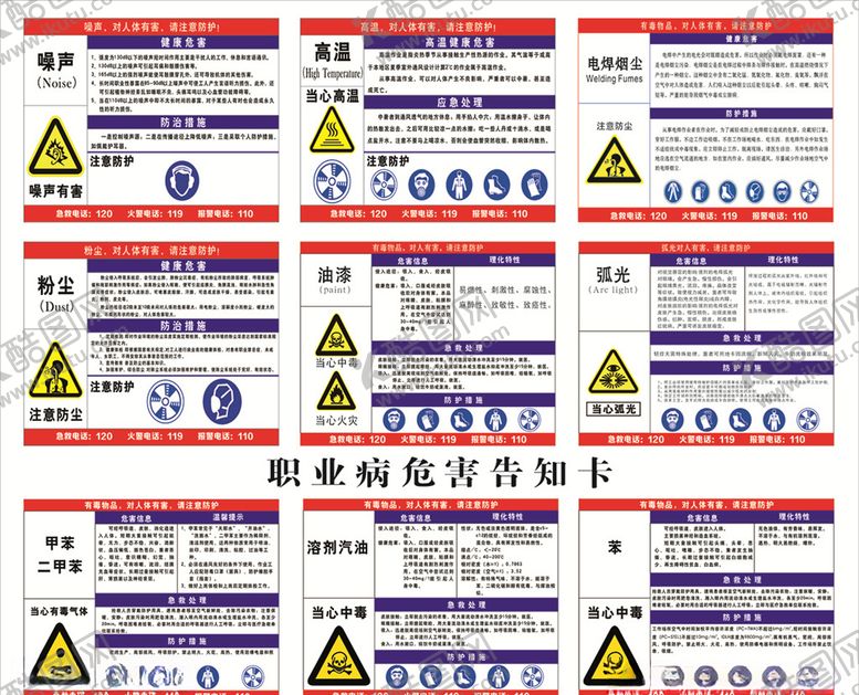 编号：46389309120620236635【酷图网】源文件下载-职业危害告知卡大全