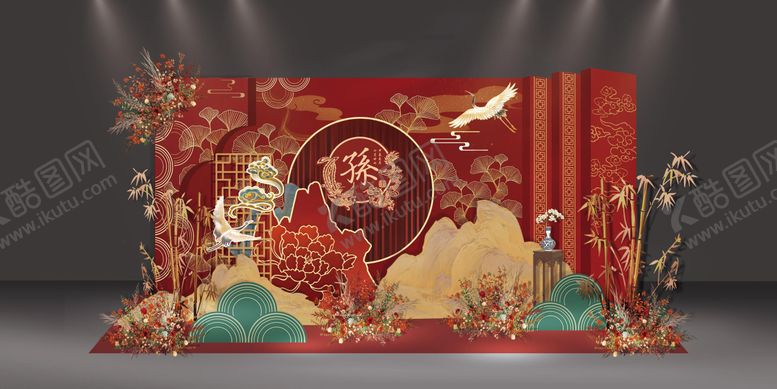 编号：59382705121325135690【酷图网】源文件下载-新中式婚礼迎宾区效果图