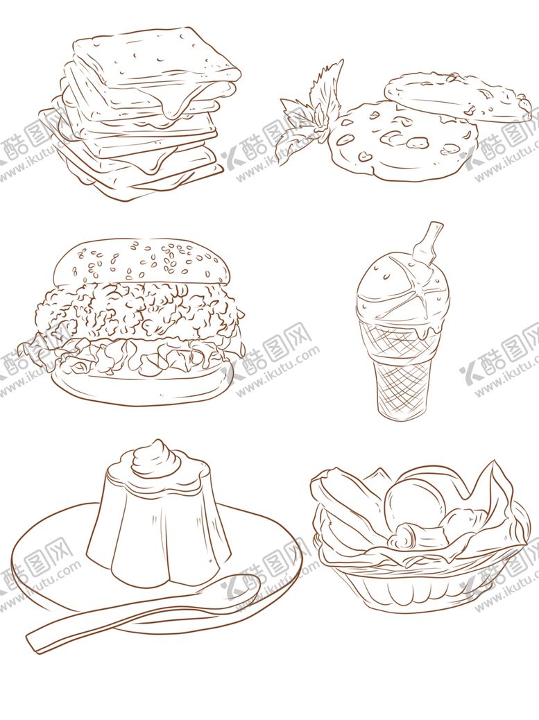 编号：57366709161125446670【酷图网】源文件下载-手绘食物线描食物食物线稿