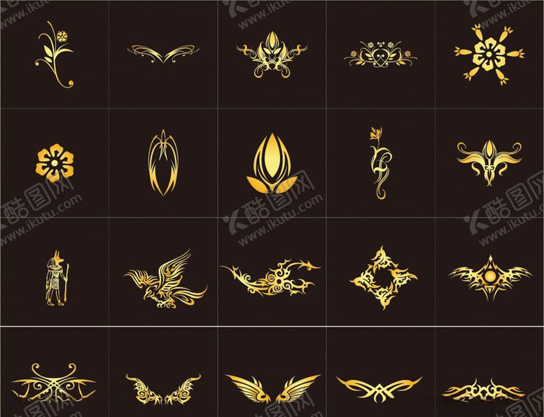 编号：54473609101955115621【酷图网】源文件下载-金色花边金色花纹花边角花