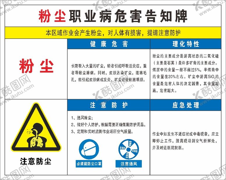 编号：34621712150914234598【酷图网】源文件下载-粉尘危害告知牌