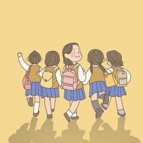 卡通中小学开学插画