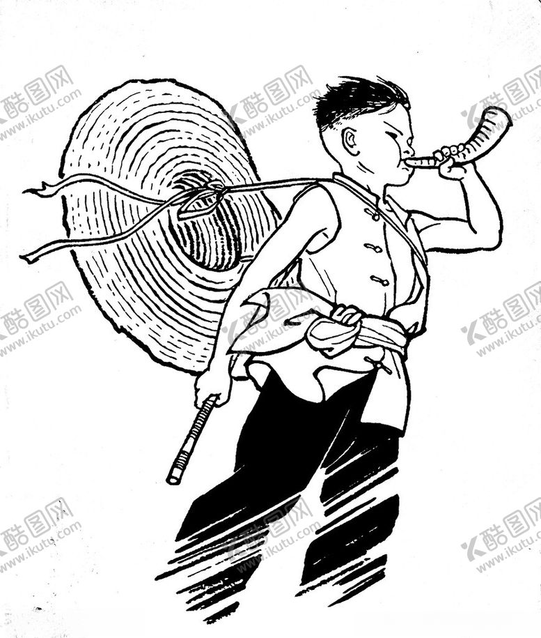 编号：87026702231701159894【酷图网】源文件下载-线描放牛娃