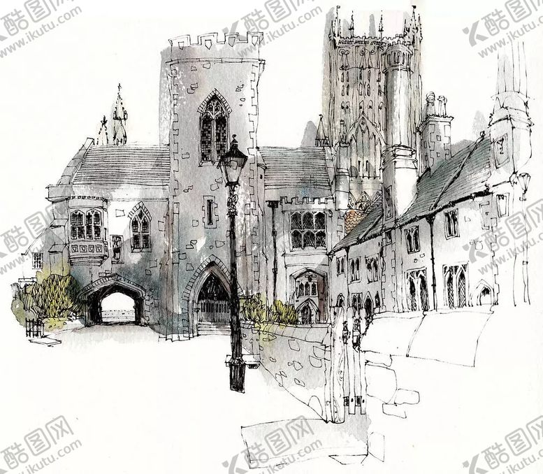 编号：25244110161449003552【酷图网】源文件下载-水彩建筑插画