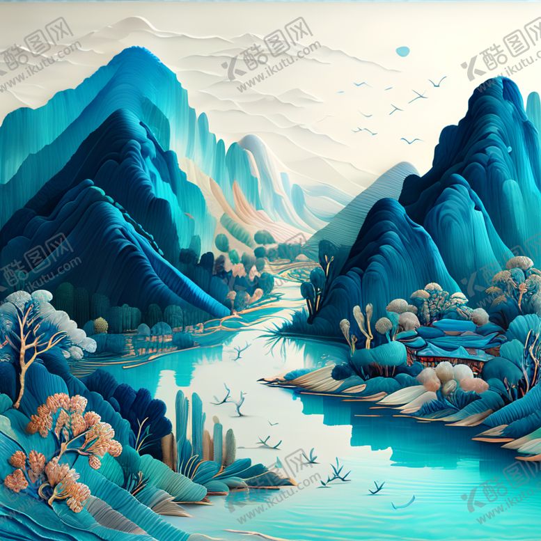 编号：62123701122058441586【酷图网】源文件下载-刺绣山水