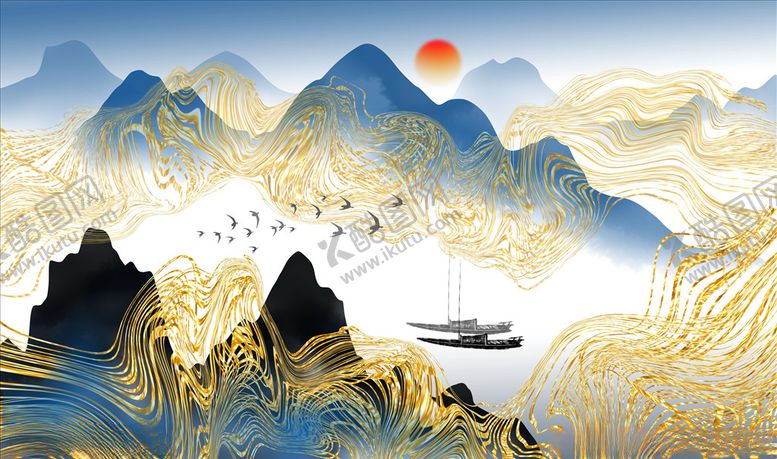 编号：13299105021314226386【酷图网】源文件下载-水墨电视背景墙