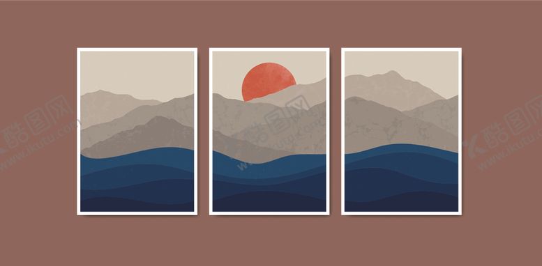 编号：39277310022157153184【酷图网】源文件下载-山海落日风景图