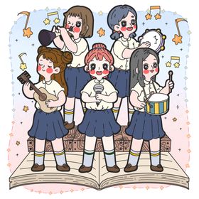 简笔画音乐填色插画