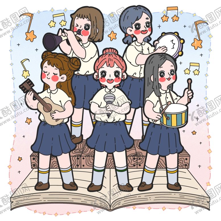 编号：25425609200435436446【酷图网】源文件下载-简笔画音乐填色插画