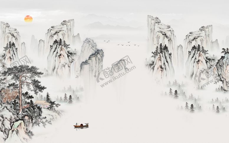 编号：41076109191420097190【酷图网】源文件下载-客厅山水画