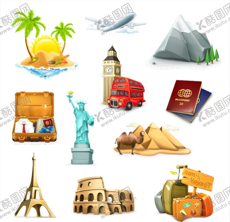 编号：74503310151344581743【酷图网】源文件下载-矢量世界国外旅游元素