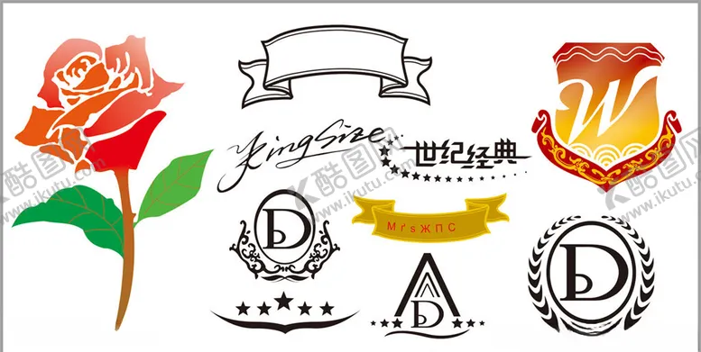 编号：45139709231706186162【酷图网】源文件下载-飘带矢量玫瑰矢量麦穗矢量