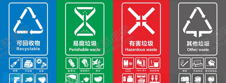 编号：42799706150945277138【酷图网】源文件下载-最新垃圾四分类标识