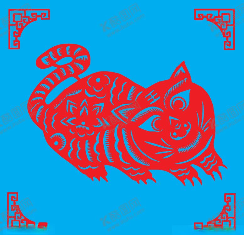 编号：92135504211632569137【酷图网】源文件下载-老虎剪纸