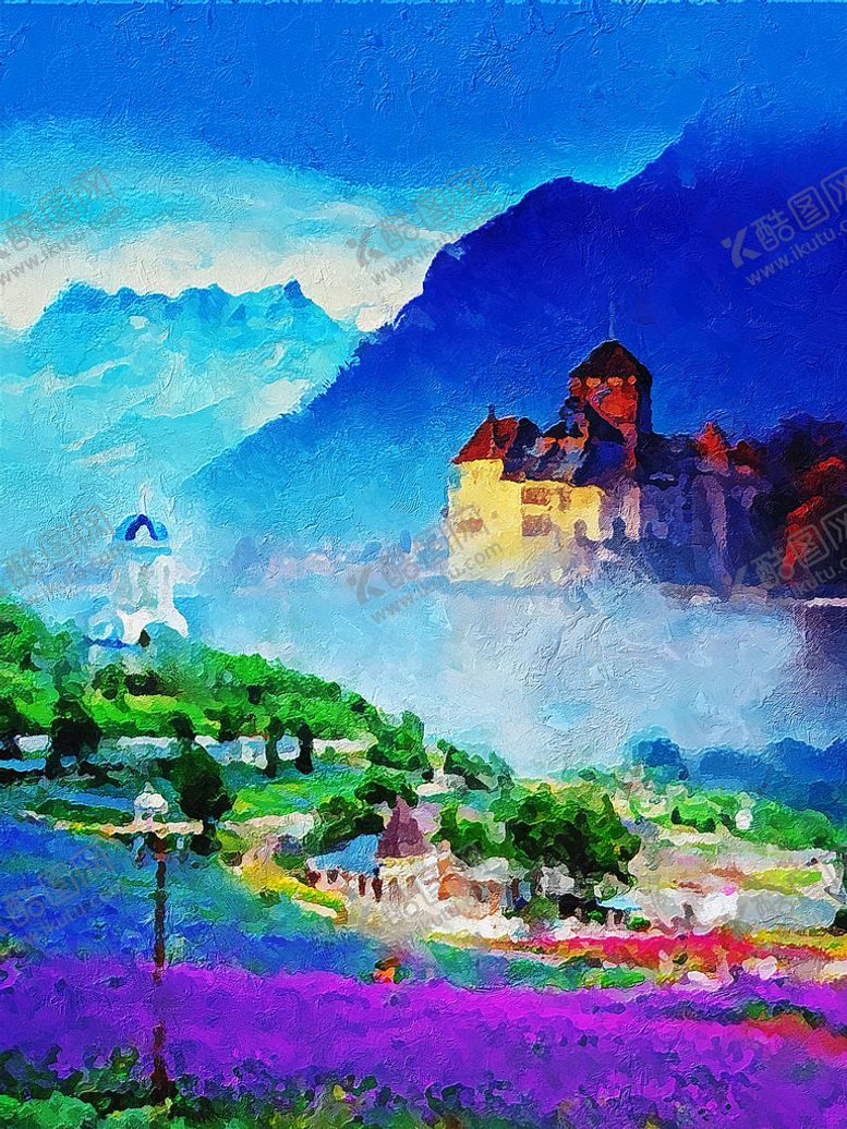 编号：45238709280908348351【酷图网】源文件下载-风景油画 餐厅 酒店 装饰画 