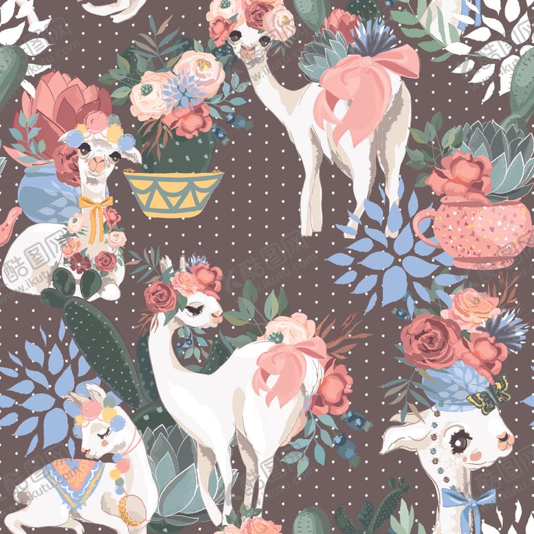 编号：73013609251557325834【酷图网】源文件下载-彩绘羊驼