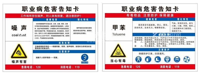 编号：13395810151803238502【酷图网】源文件下载-甲苯噪声危害告知卡