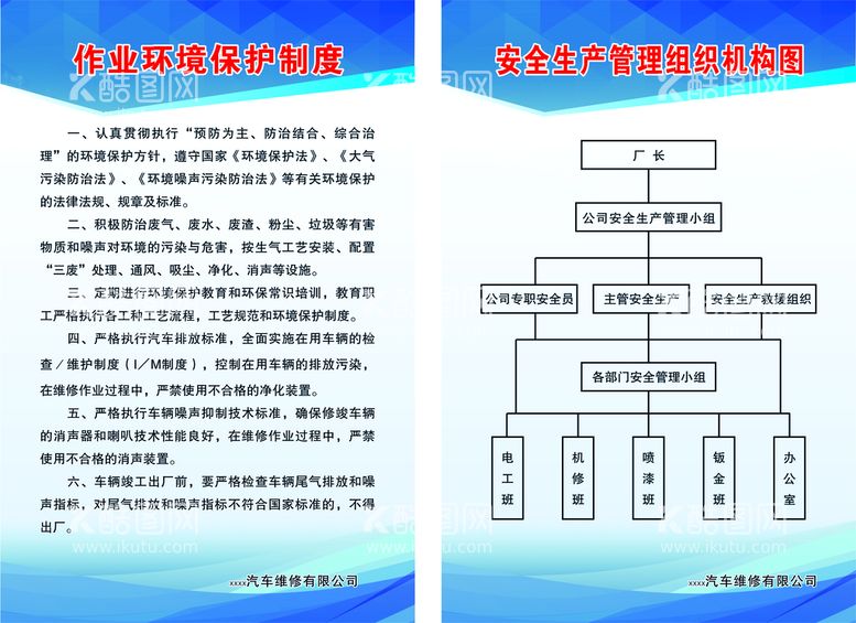 编号：74433610222123262908【酷图网】源文件下载-汽车维修理 作业环境保护制度