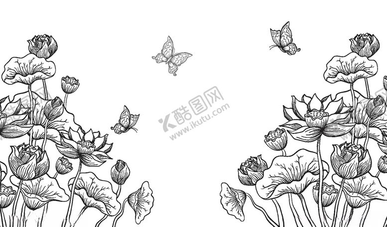 编号：95858410012315543848【酷图网】源文件下载-线条画玫瑰花黑色线条