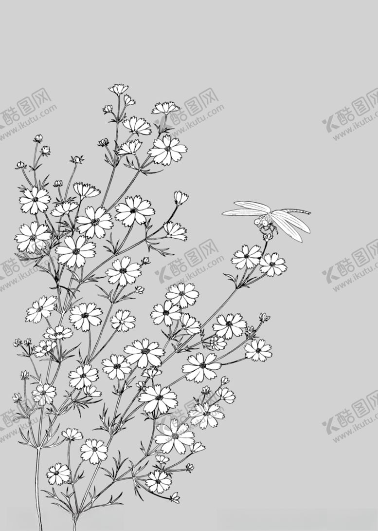 编号：12107510281932079158【酷图网】源文件下载-日本线描植物花卉矢量素材