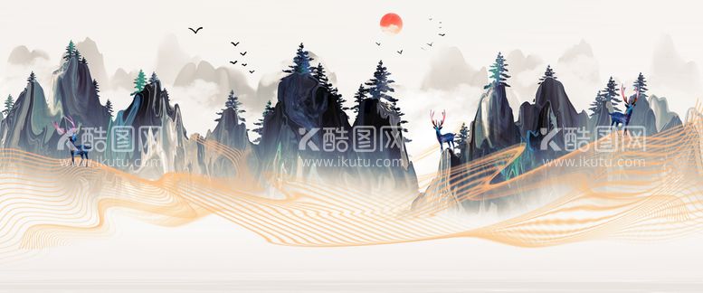 编号：31507809151938367425【酷图网】源文件下载-水墨山水画          中国风图片