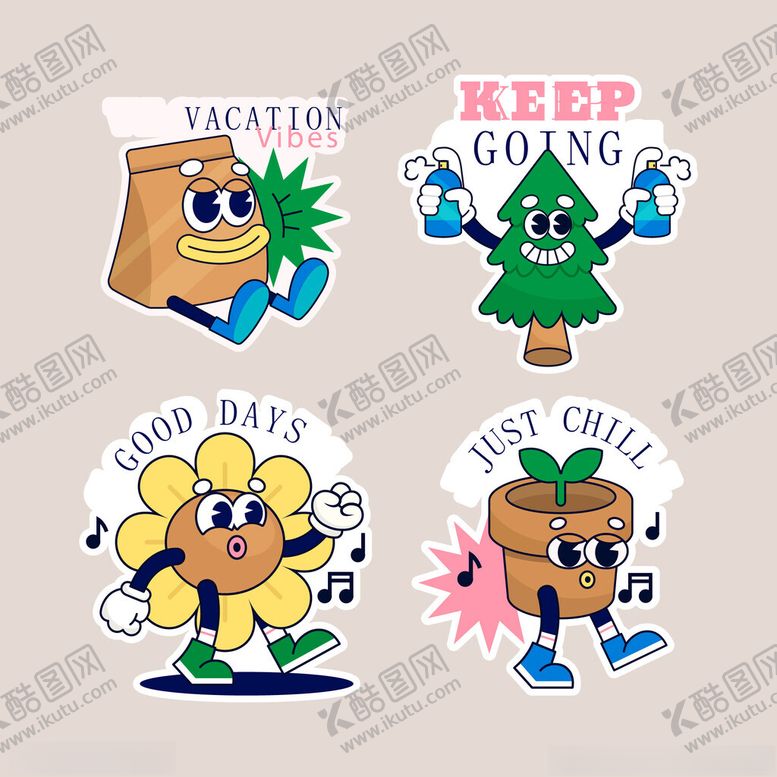 编号：99317410122045367848【酷图网】源文件下载-可爱卡通植物角色插画