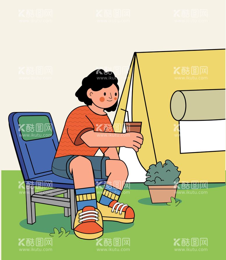 编号：49462310230617385565【酷图网】源文件下载-露营扁平风插画