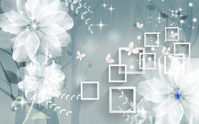 蝴蝶烟雾花框框背景墙