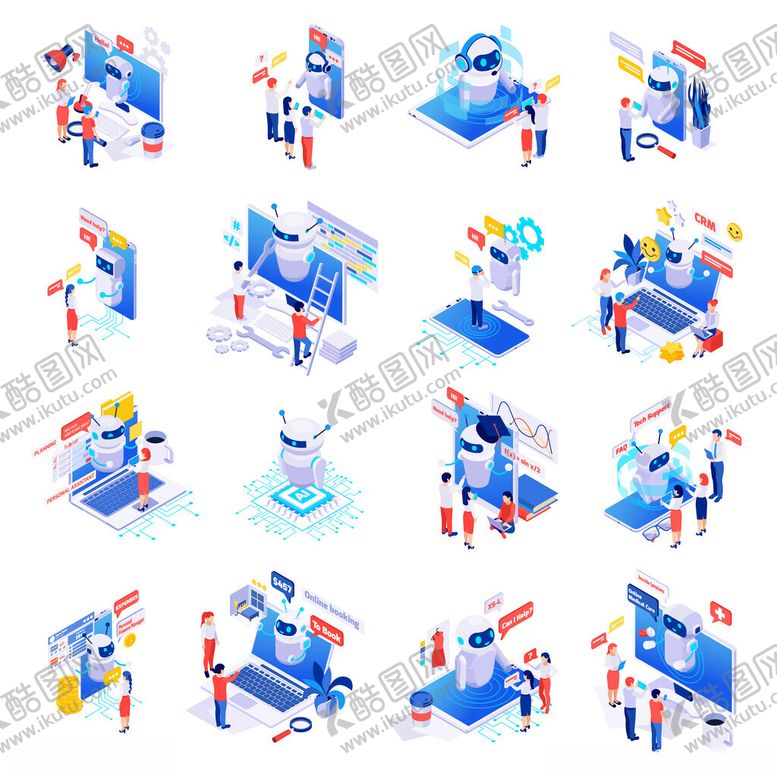 编号：16172504010241155927【酷图网】源文件下载-多样办公场景插画集合