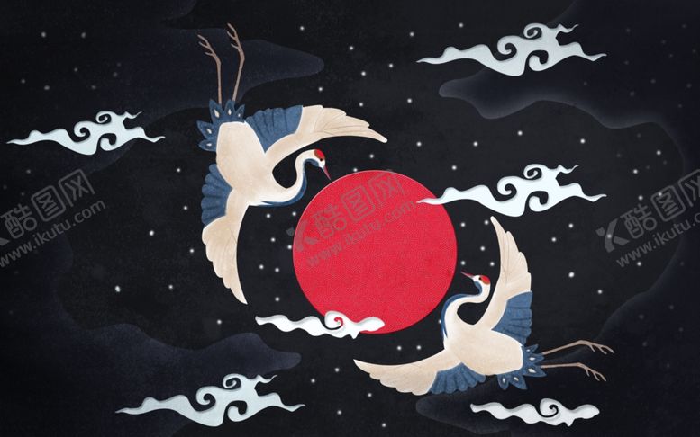 编号：74814810312143515921【酷图网】源文件下载-仙鹤海报背景