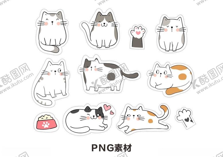 编号：49329406292156363933【酷图网】源文件下载-可爱猫咪插画PNG素材