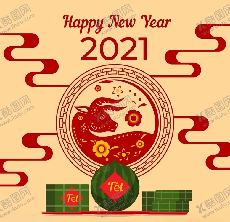 编号：64554805051329517721【酷图网】源文件下载-牛新年展板背景