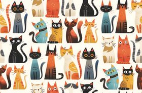 多彩猫咪图案背景