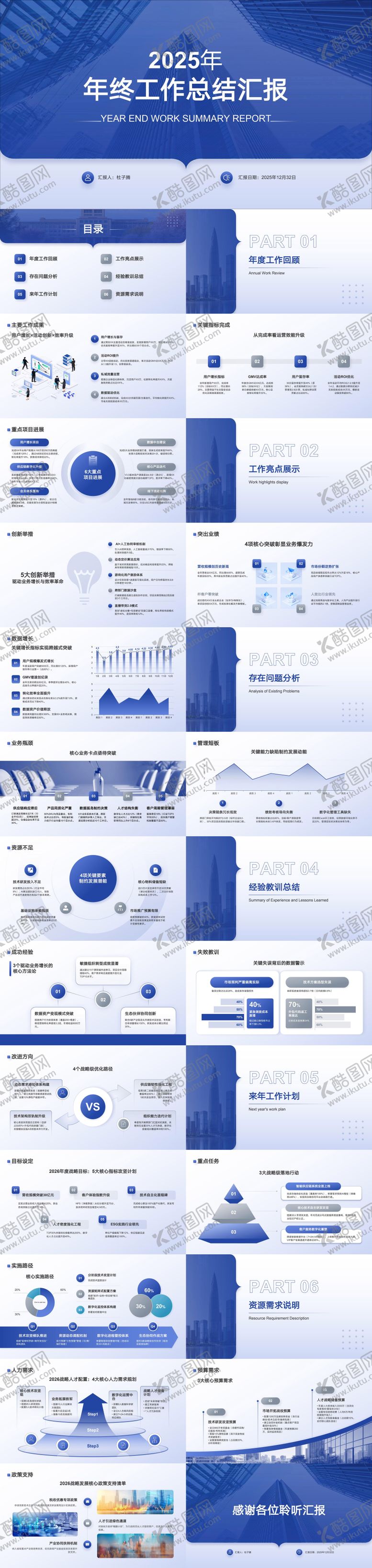 编号：96809001091433544006【酷图网】源文件下载-蓝色系项目汇报工作总结PPT