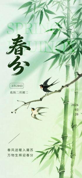 春分时节的翠竹与飞鸟
