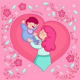 母亲节海报情卡通人物妈妈插图