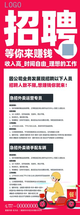 编号：17295309300250133102【酷图网】源文件下载-外卖快递员招聘易拉宝X展架