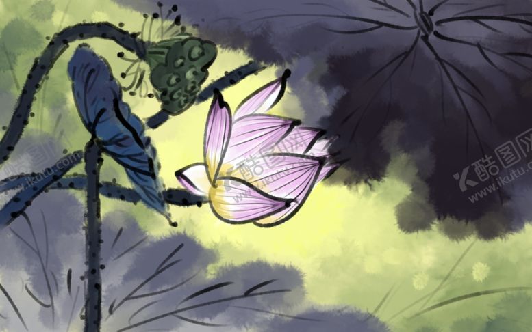 编号：48227909240044396296【酷图网】源文件下载-手绘荷花插画