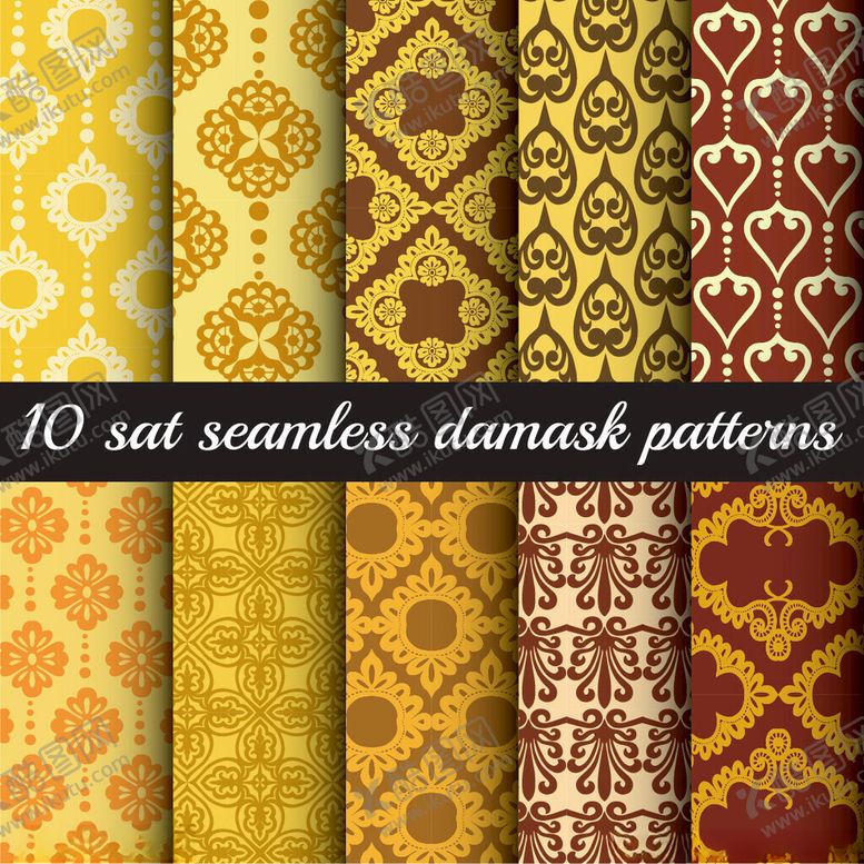 编号：44881811021500129033【酷图网】源文件下载-10款锦缎无缝图案集合