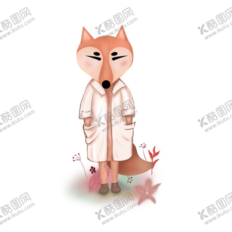 编号：26752705182108475266【酷图网】源文件下载-穿着大衣的狐狸手绘